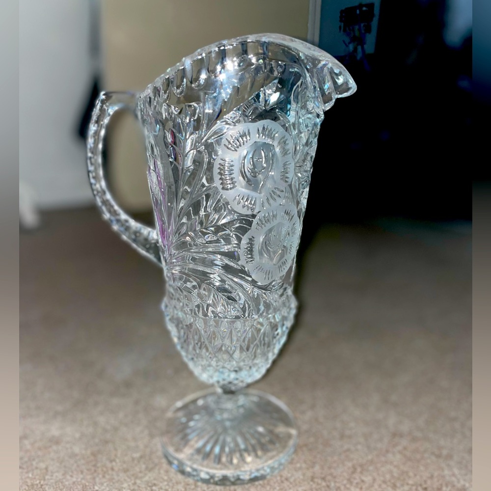 Crystal pressed Glass Pitcher